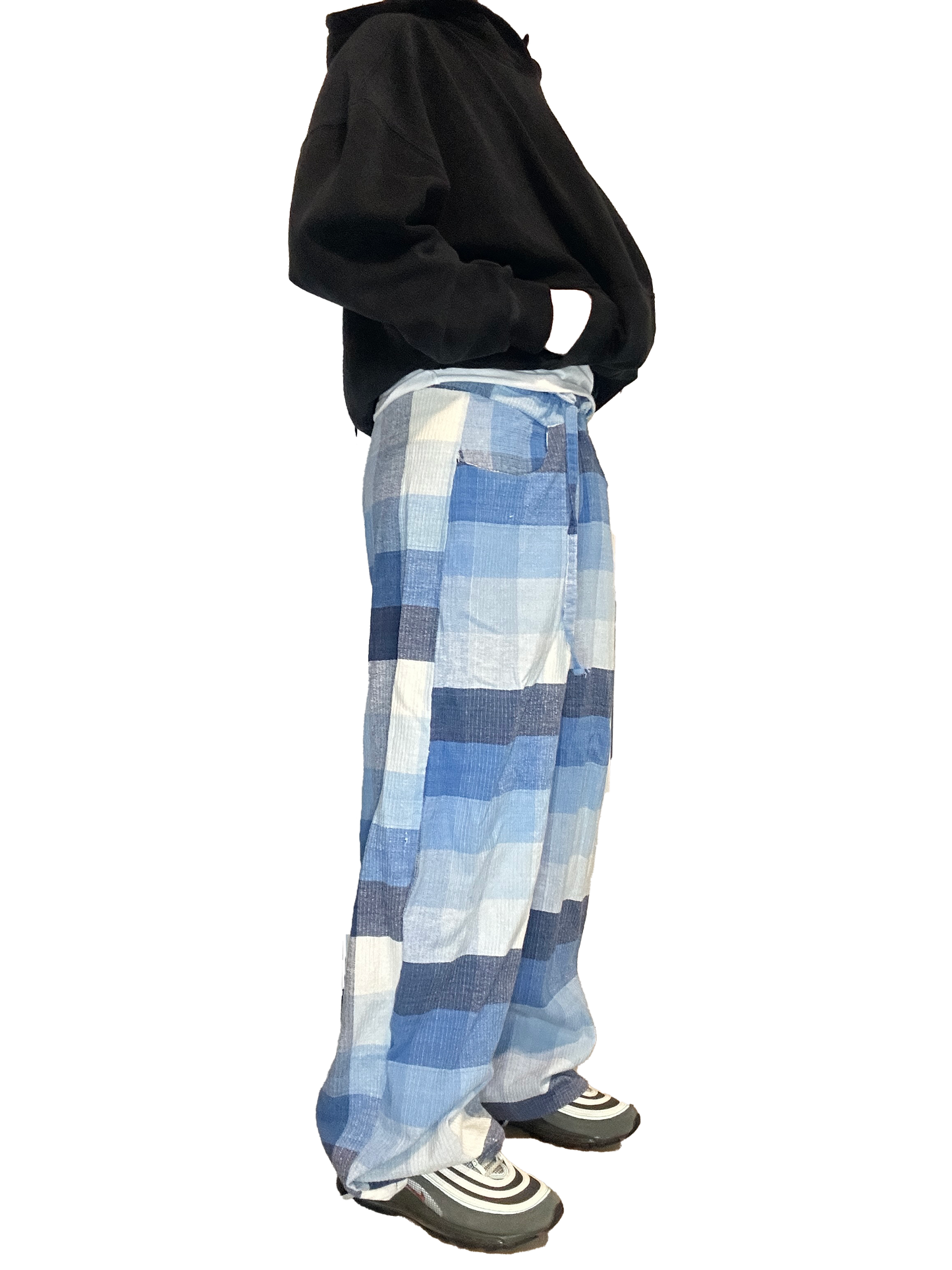 Blue Plaid Curtains Baggy Pants