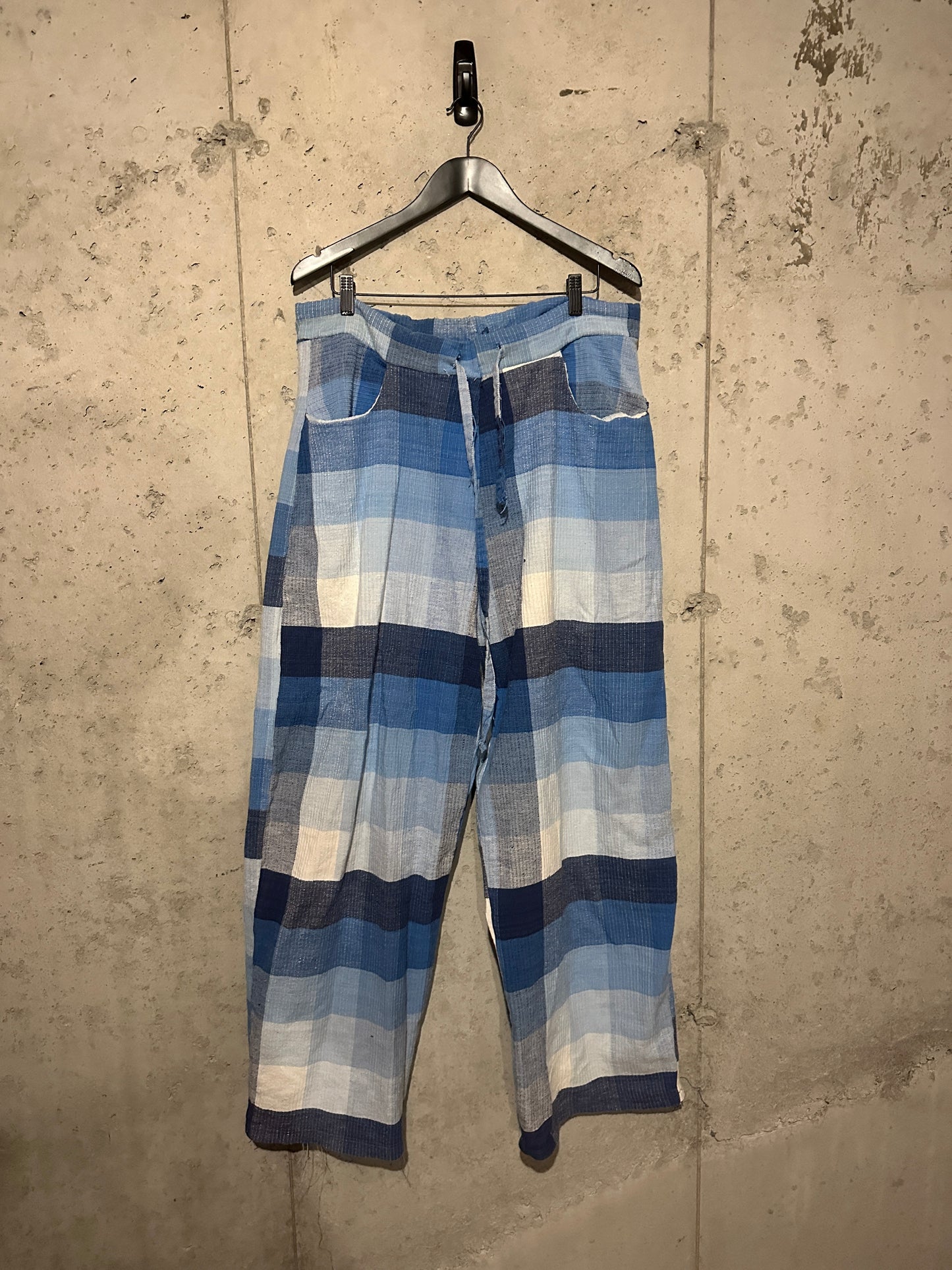 Blue Plaid Curtains Baggy Pants