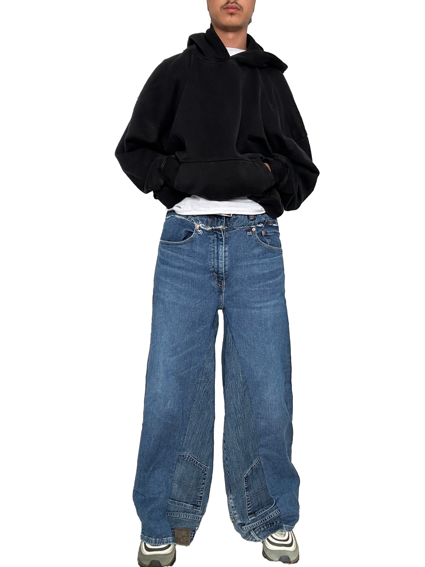 Double Waist Blue Baggy Jeans