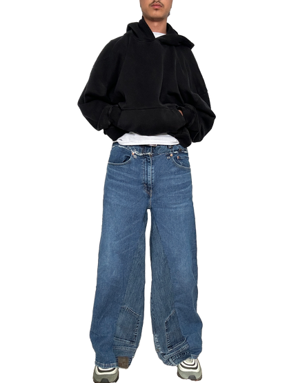 Double Waist Blue Baggy Jeans