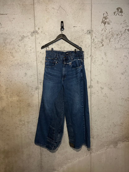 Double Waist Blue Baggy Jeans